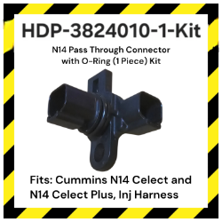 HDP-3824010-1-Kit Pass through connector with O-Ring-Fits on N14 Celect and Celect Plus Injector Harness. To Order, Call: 727-494-5514  3824010, 3824011, N14 Pass thru, N14 Pass through, N14 Pass through, N14 Injector harness Repair, N14 Celect Injector harness