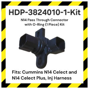 HDP-3824010-1-Kit Pass through connector with O-Ring-Fits on N14 Celect and Celect Plus Injector Harness. To Order, Call: 727-494-5514  3824010, 3824011, N14 Pass thru, N14 Pass through, N14 Pass through, N14 Injector harness Repair, N14 Celect Injector harness